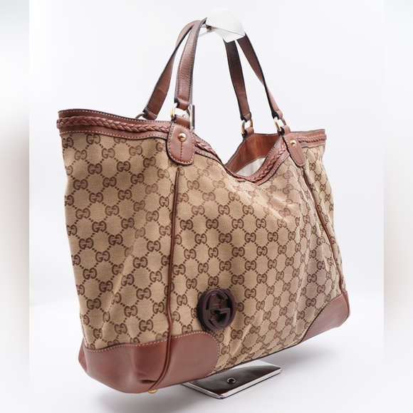 X32❤️Gucci GG Canvas and Leather Brick Lane Tote Gucci - Picture 6 of 15